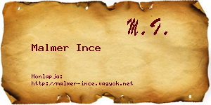 Malmer Ince névjegykártya